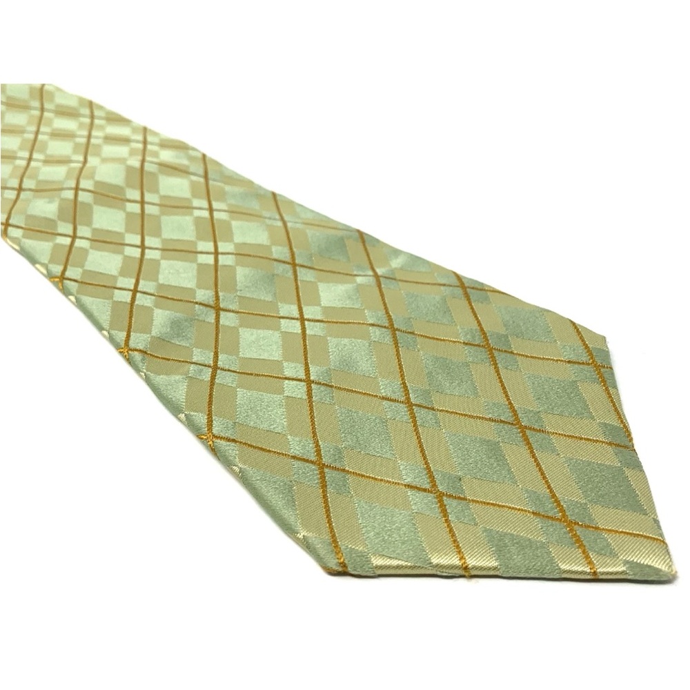 Burberry Of London Tie Necktie Men Green Diamond 60” X 4" Silk Made in Italy